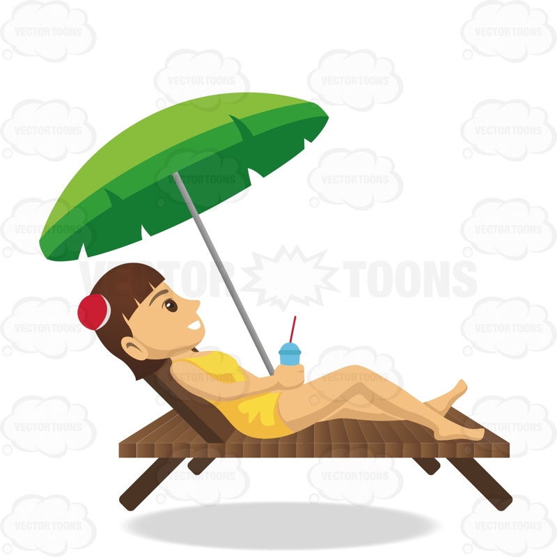 800x800 Brunette Female Tourist Laying On Beach Chair While Holding