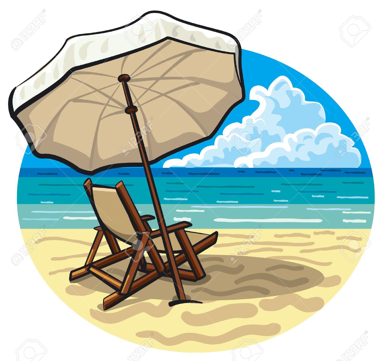 1300x1230 Beach Chair And Umbrella Royalty Free Cliparts, Vectors, And Stock