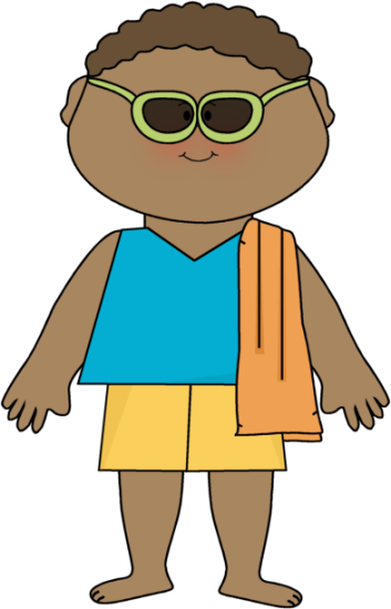 353x550 Boy Wearing Sunglasses And Beach Towel Clip Art