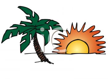 350x262 Royalty Free Clip Art Image Sun Setting On A Tropical Beach