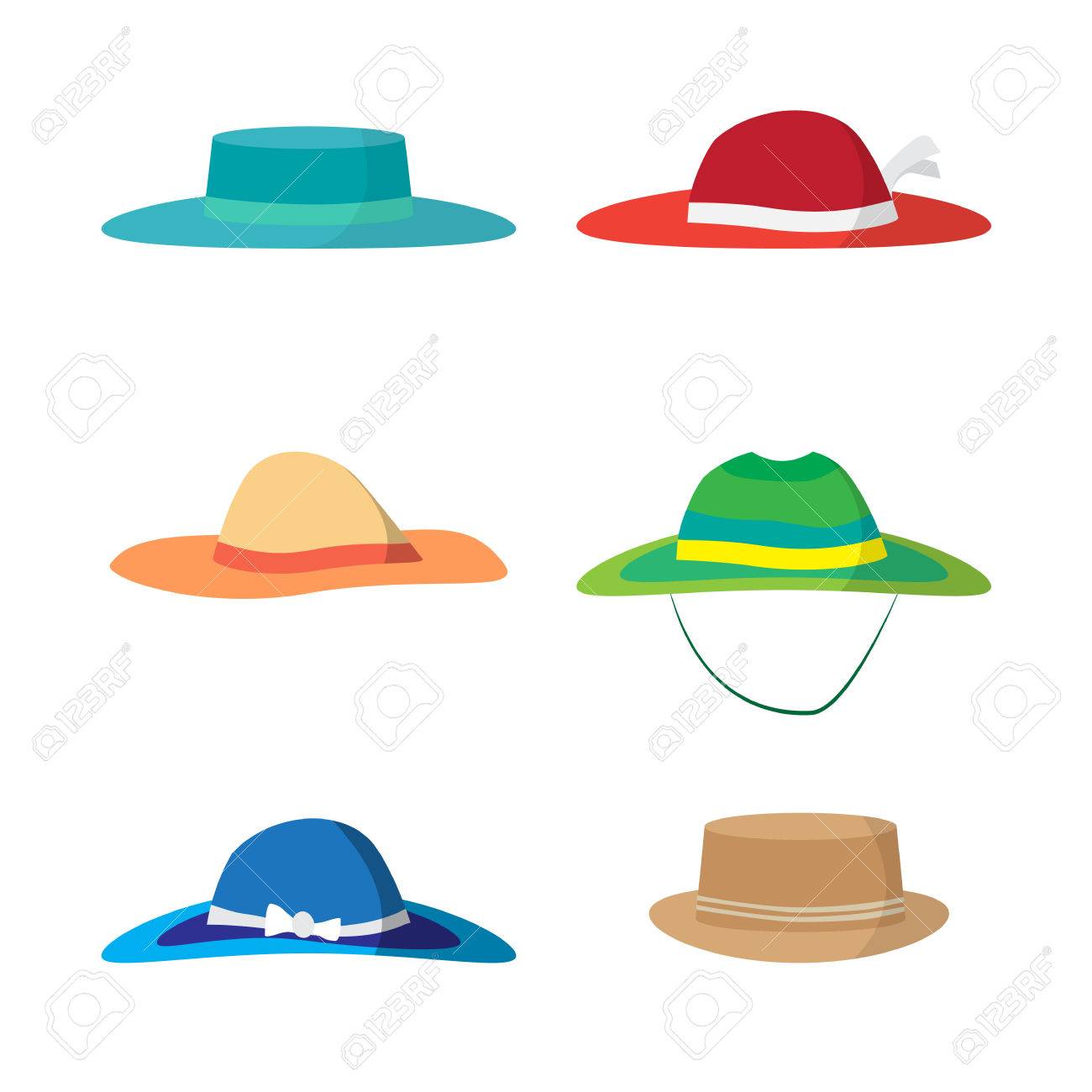 1300x1300 Set Of Different Colored Beach Hats. Headgear To Protect Against