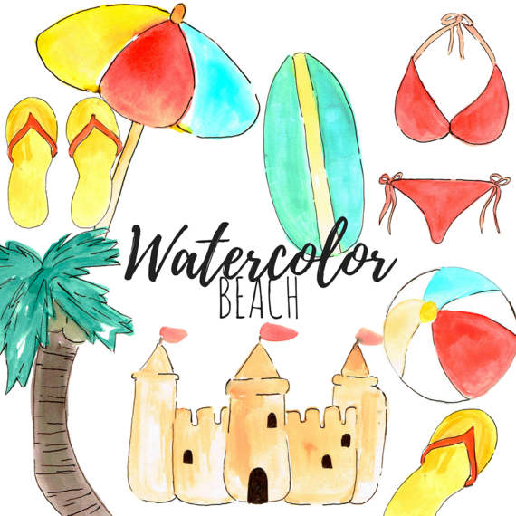 570x570 Beach Clip Art Watercolor Clip Art Party Ocean
