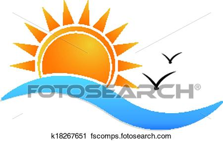 450x284 Clipart Of Sunset Beach Logo K18267651