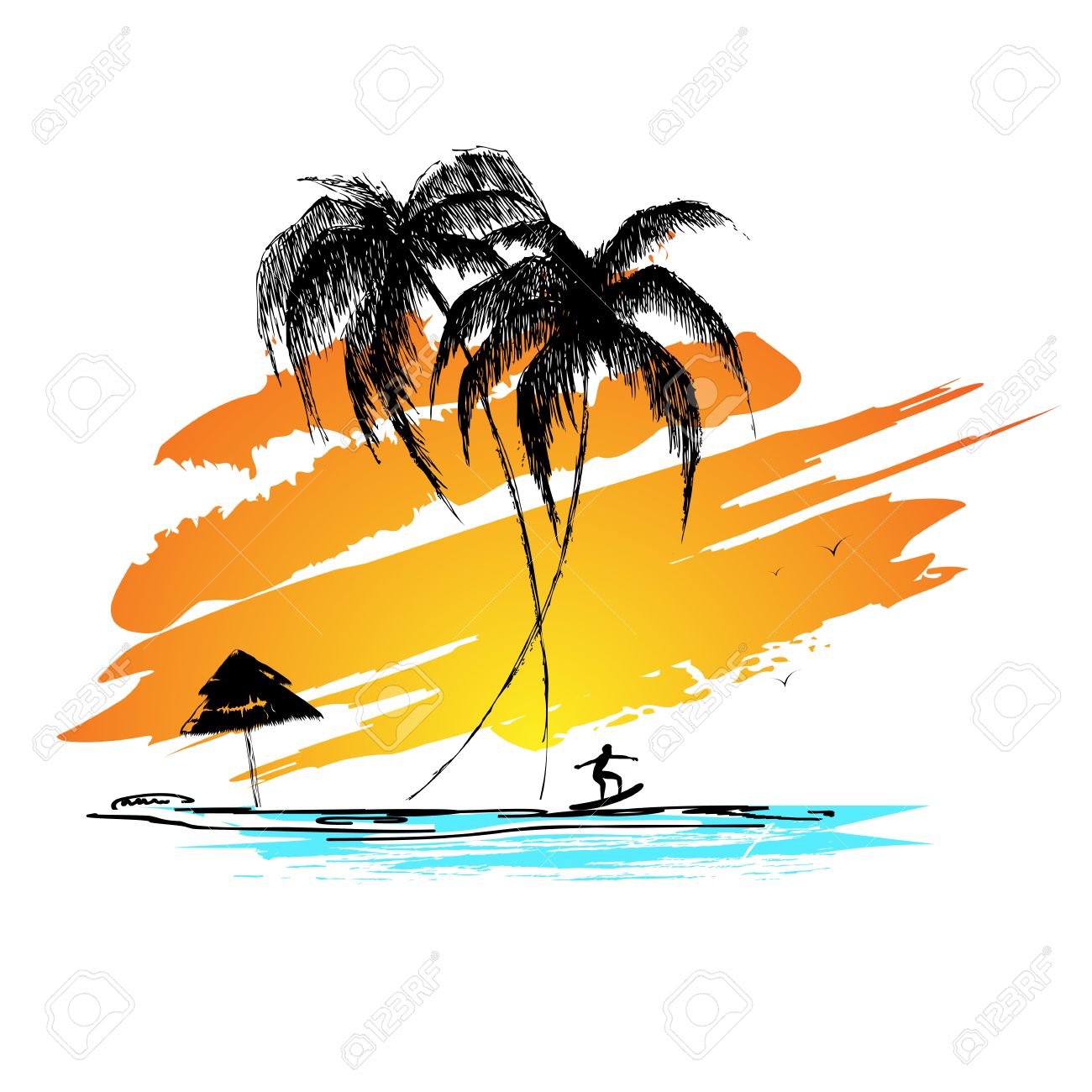 1300x1300 Caribbean Clipart Beach Sunset