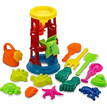 350x350 Beach Toy Set With Water Wheel Assorted 15 Pc Sand