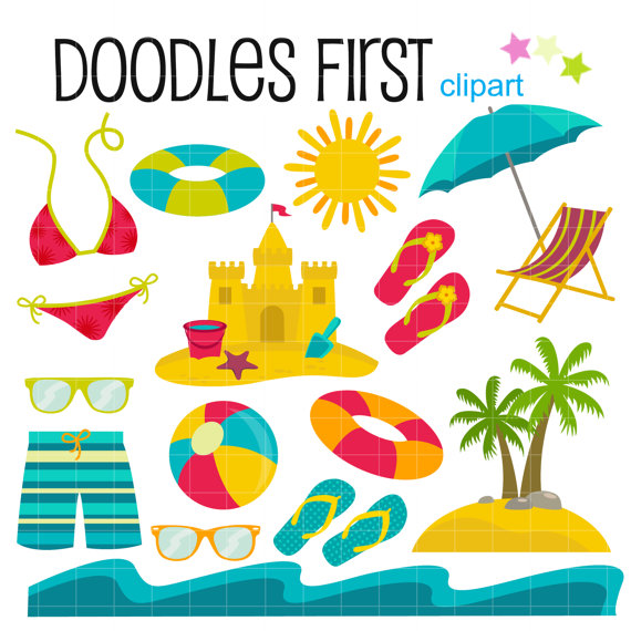 570x570 Beach Vacation Summer Fun Digital Clip Art For Scrapbooking