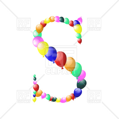 400x400 Letter S Made Of Colorful Balloons Royalty Free Vector Clip Art