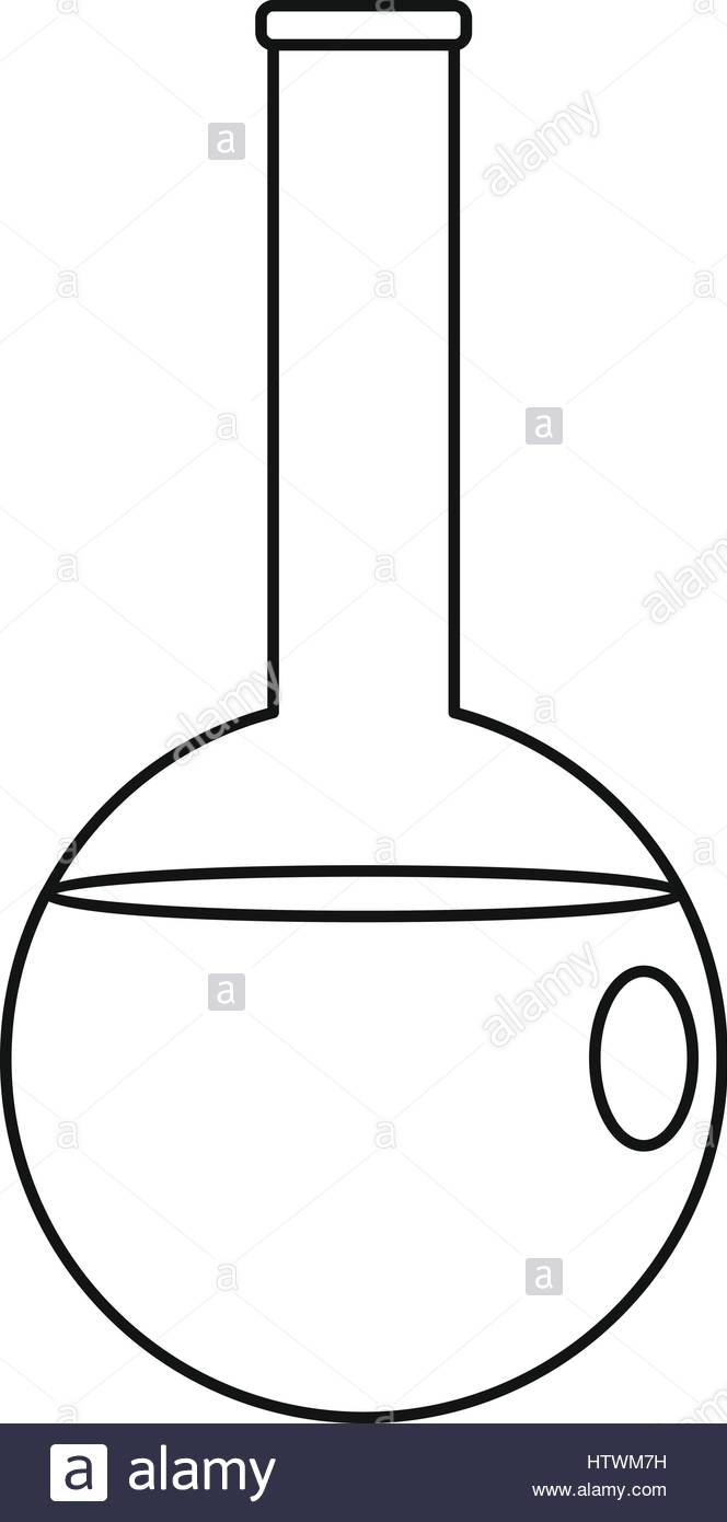 664x1390 Chemical Beaker Icon, Outline Style Stock Vector Art