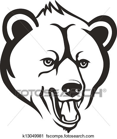 396x470 Clipart Of Bear Head K13049981
