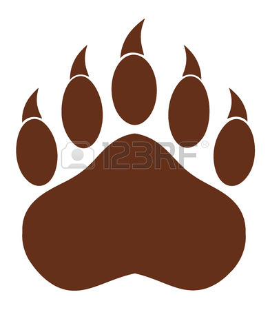 392x450 Black Bear Paw With Claws. Illustration Background And Text Stock