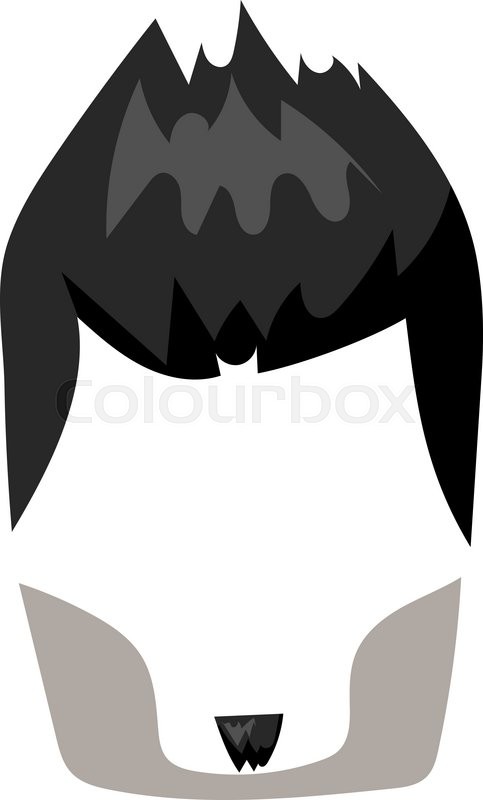 483x800 Hairstyles Beard And Hair Face Cut Mask Flat Cartoon Icon. Vector