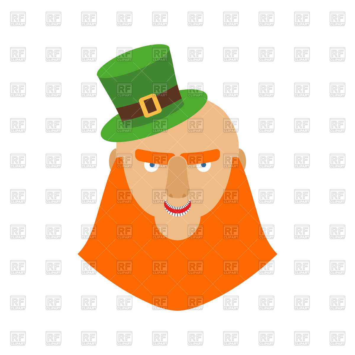 1200x1200 Leprechaun Head With Green Hat And Red Beard Royalty Free Vector