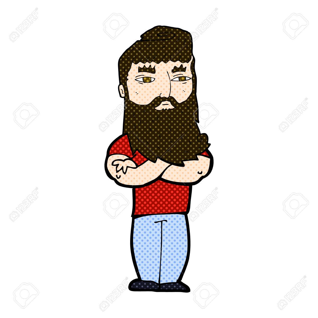 1300x1300 Retro Comic Book Style Cartoon Serious Man With Beard Royalty Free