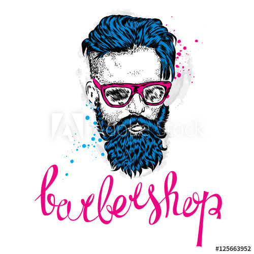 500x500 Stylish Man With A Beard. Man With Long Hair And Glasses. Vector