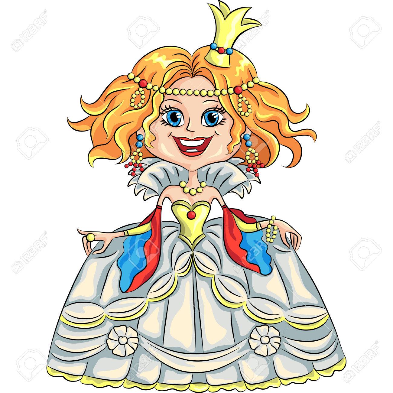 1300x1300 Fairytale Cartoon Funny Smiling Princess With A Golden Crown