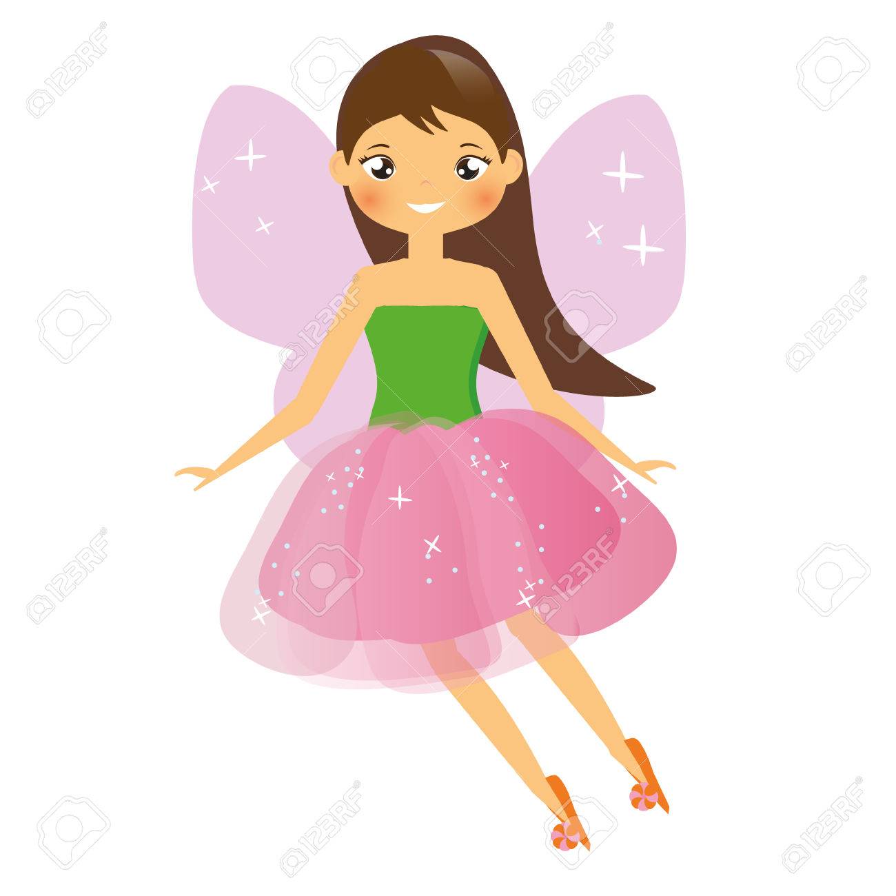 1300x1300 Beautiful Fairy Character. Winged Elf Princess In Pink Skirt
