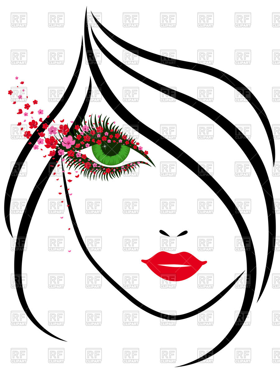 900x1200 Outline Portrait Of Young Beautiful Lady Royalty Free Vector Clip