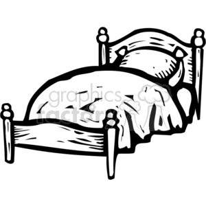 300x300 Royalty Free Black White Bed 382941 Vector Clip Art Image