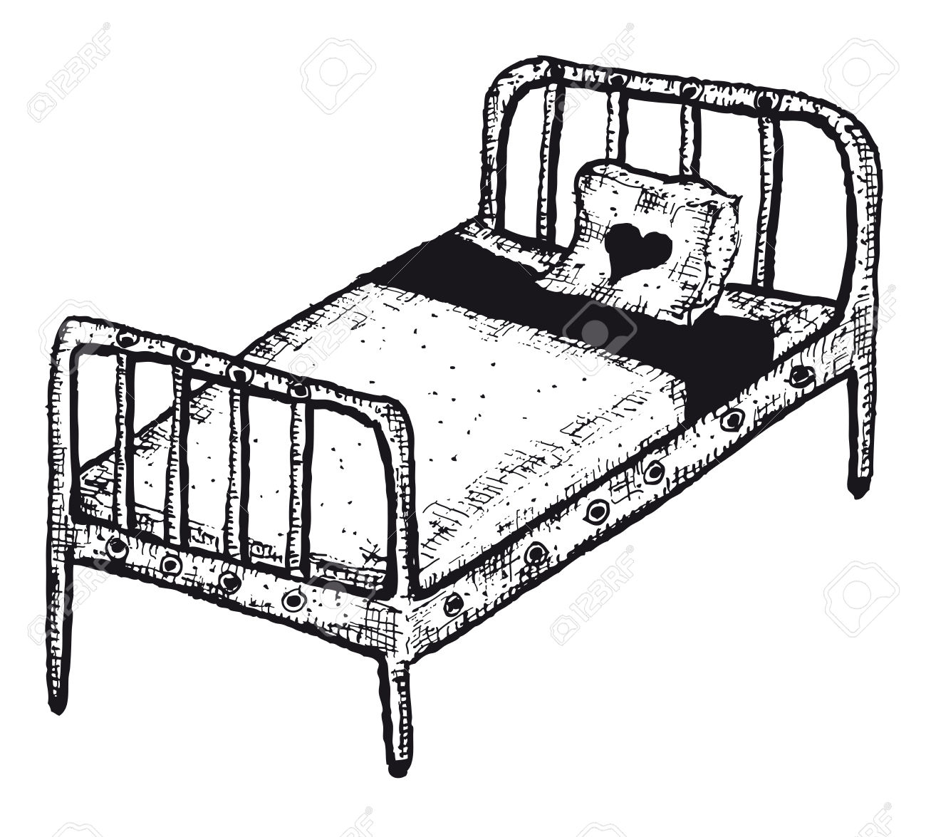 1300x1175 Drawn Bed Black And White