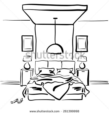450x470 Drawn Bedroom Black And White