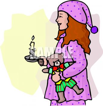 340x350 Girl Wearing A Night Cap Holding A Candle
