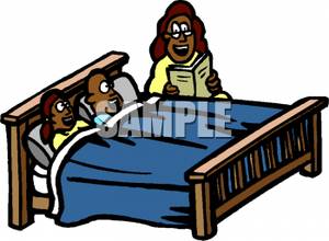 300x220 Art Image African American Mother Reading To Children At Bedtime