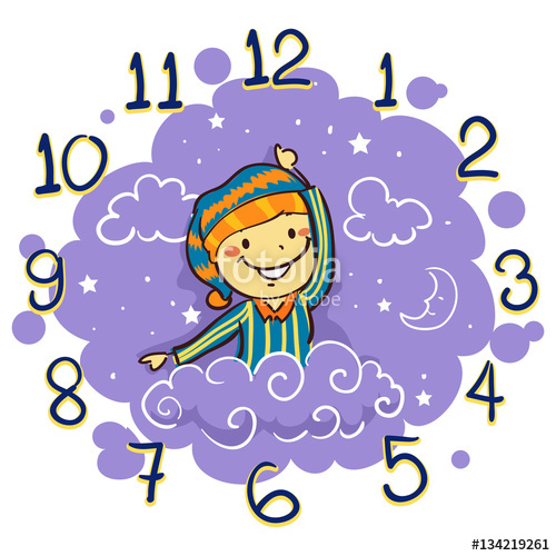 500x500 Vector Illustration Of Kid Using His Arm As Hand Clock For Bedtime