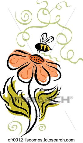 273x470 Clip Art Of Bee And Flower Cfr0012