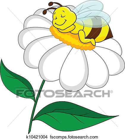 421x470 Clipart Of Bee Sleeping On Flower K10421004