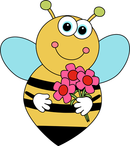 446x500 Free Bee And Flower Clipart Image