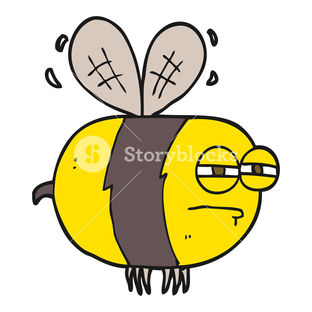 1000x1000 Freehand Drawn Cartoon Unhappy Bee Royalty Free Stock Image