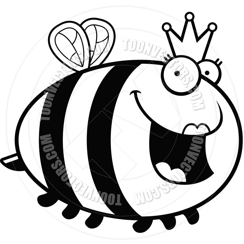 940x940 Cartoon Queen Bee (Black And White Line Art) By Cory Thoman Toon