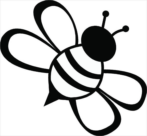 600x554 Drawn Bee Outline