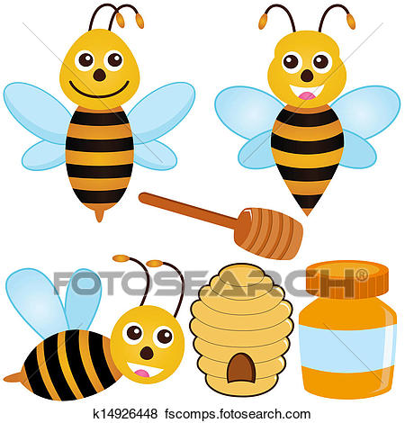 450x470 Clip Art Of Bee, Honey, Beehive K14926448