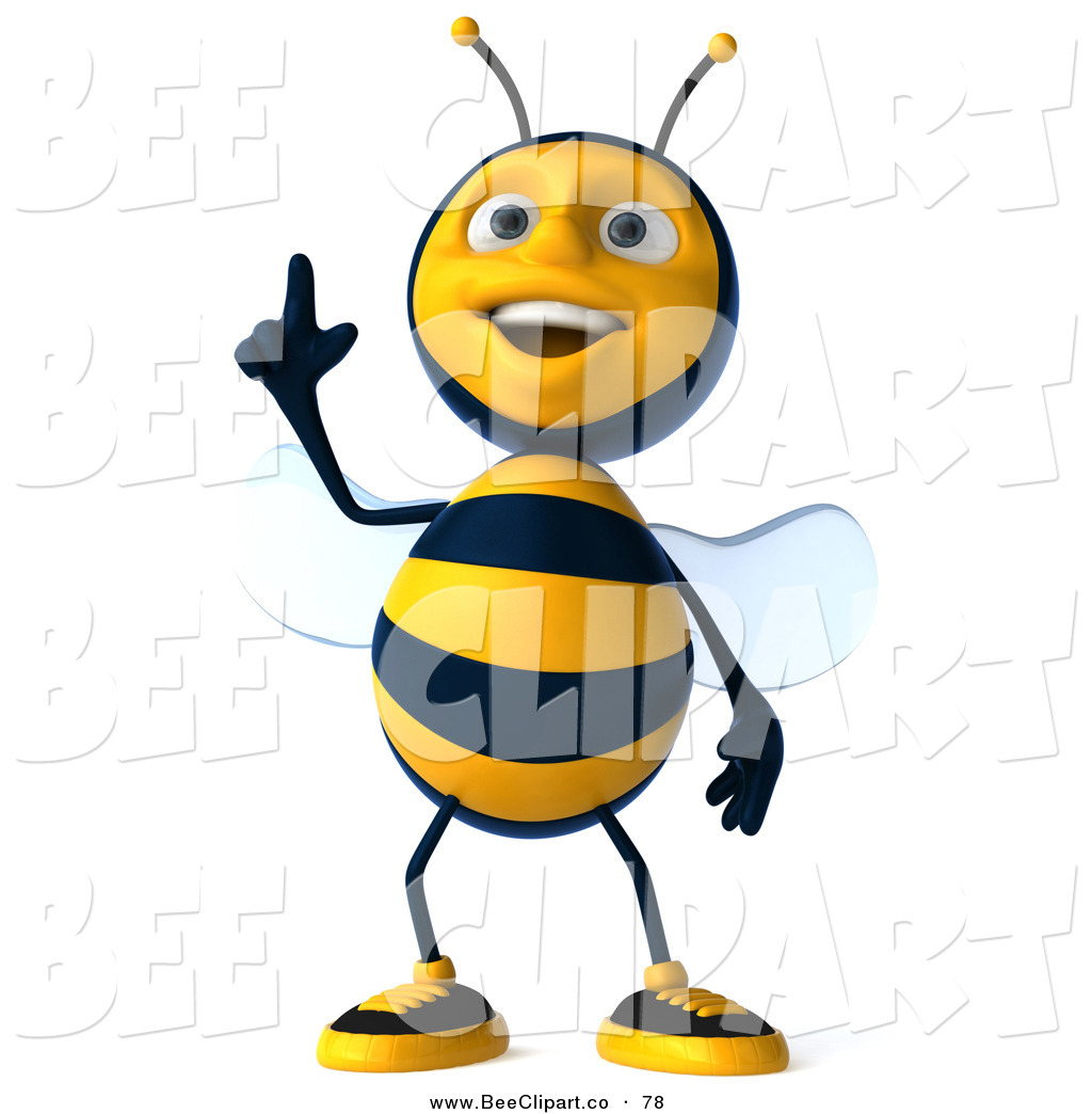 1024x1044 Clip Art Of A 3d Happy Bee Character Standing And Pointing Up By