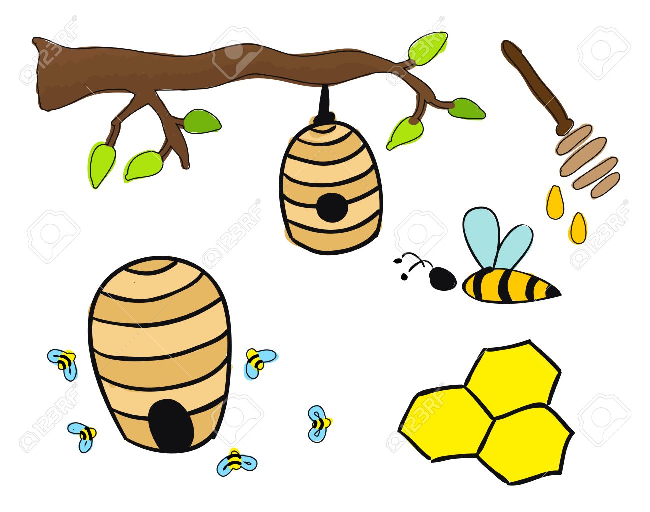 1300x1025 Beehive Drawing Royalty Free Cliparts, Vectors, And Stock