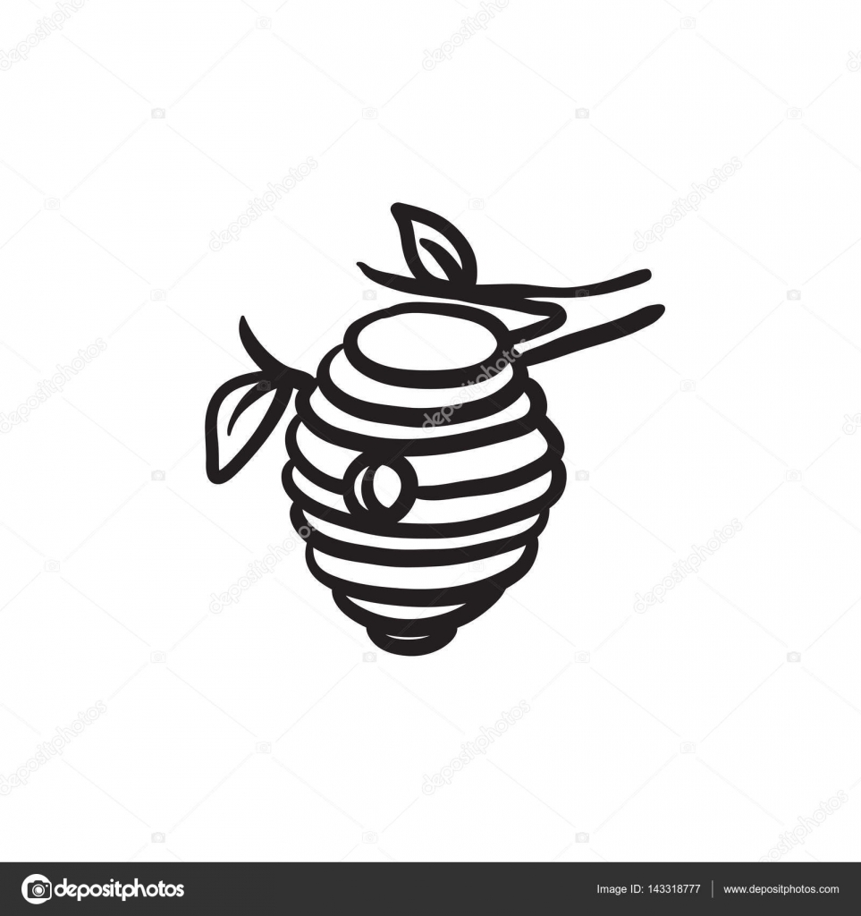 963x1024 Bee Hive Sketch Icon. Stock Vector Rastudio