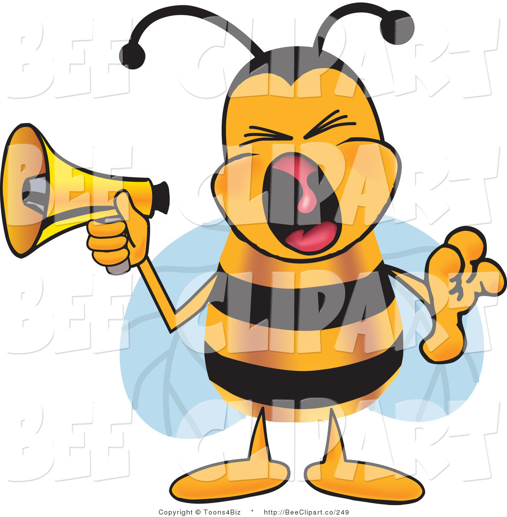 1024x1044 Clip Art Of A Bumble Bee Screaming Into A Megaphone By Toons4biz