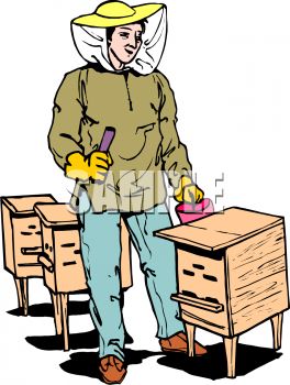 264x350 Royalty Free Clip Art Image Beekeeper Taking Care Of Bee Hives