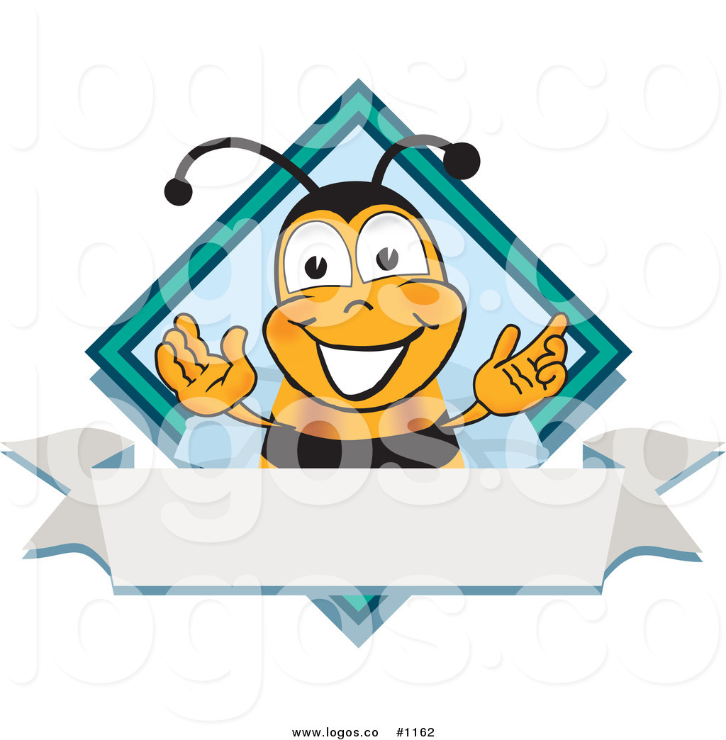 1024x1044 Royalty Free Vector Logo Of A Cartoon Bee Mascot With A Blank