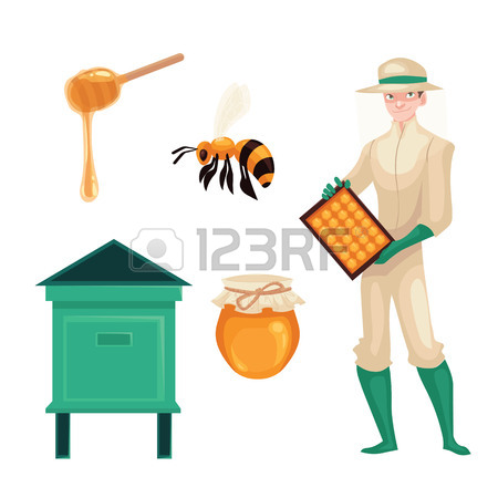 450x450 Beekeeper In Protective Gear Holding Honeycomb And A Smoker
