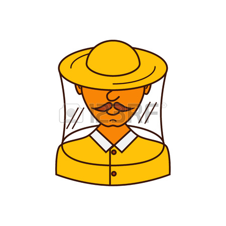 450x450 Beekeeper In Protective Gear Holding Honeycomb Grid, Sketch Style