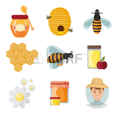 450x450 Board Illustration Of Beehive Surrounded By Bees. Bee Hive Cartoon