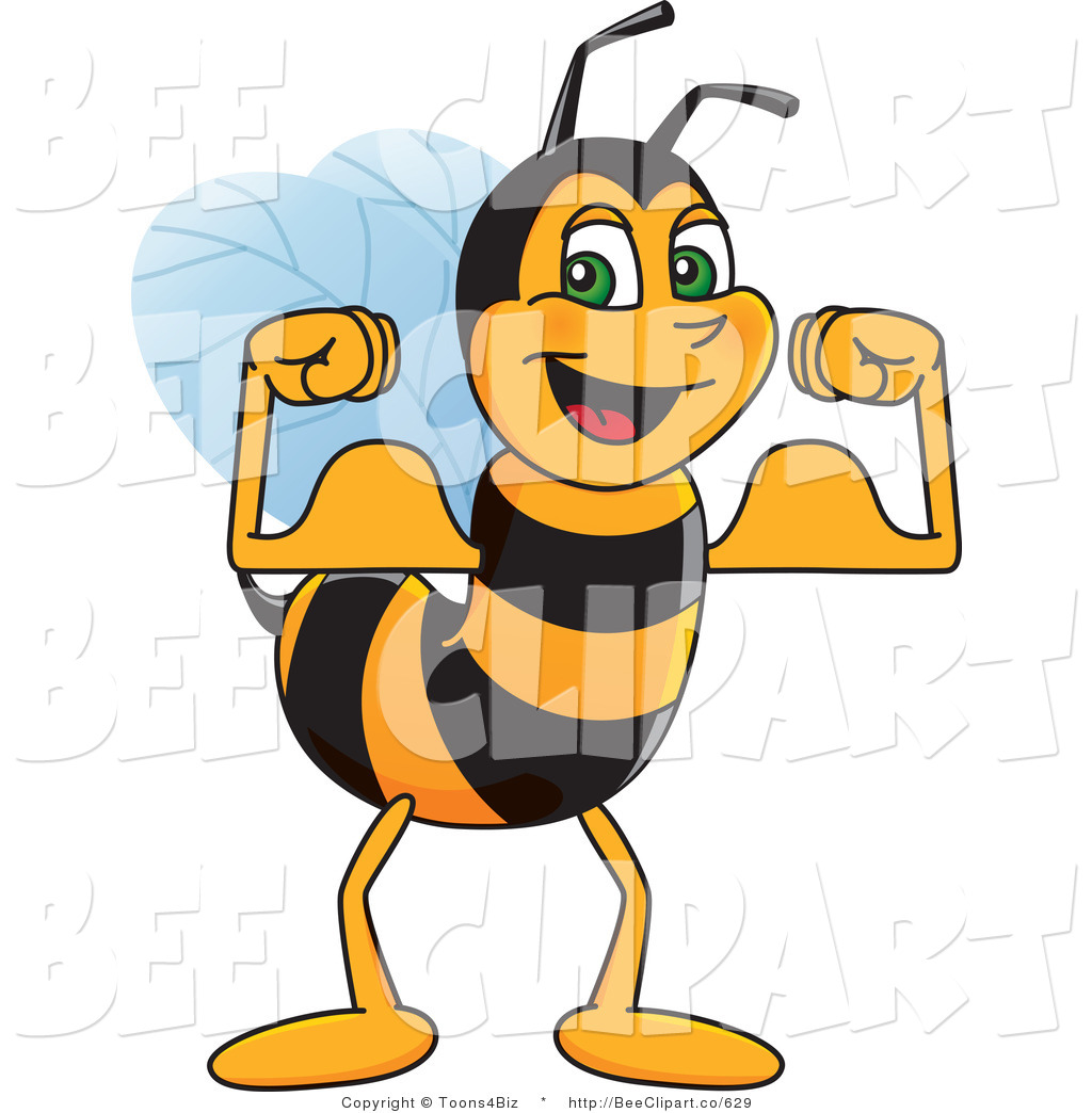 1024x1044 Clip Art Of A Worker Bumble Bee Character Mascot Flexing By