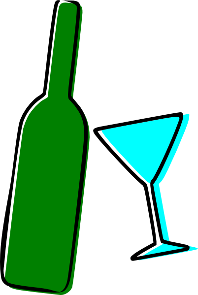 402x599 Wine Bottle And Martini Glass Clip Art