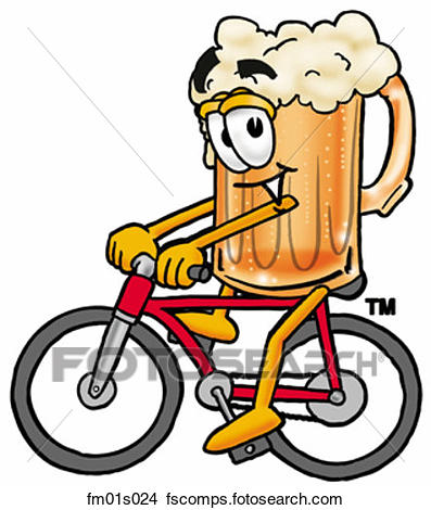 397x470 Clipart Of Beer Mug Riding Bike Fm01s024