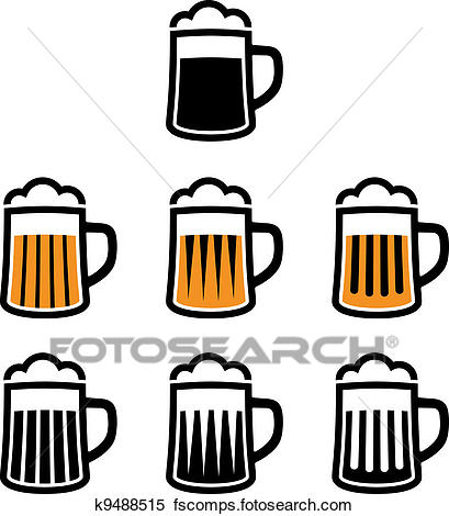 409x470 Clipart Of Vector Beer Mug Symbols K9488515
