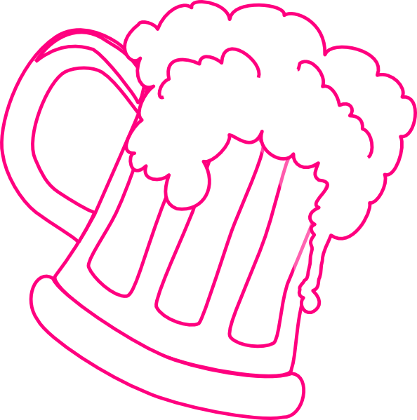 594x599 Pink Outline Beer Mug Clipart
