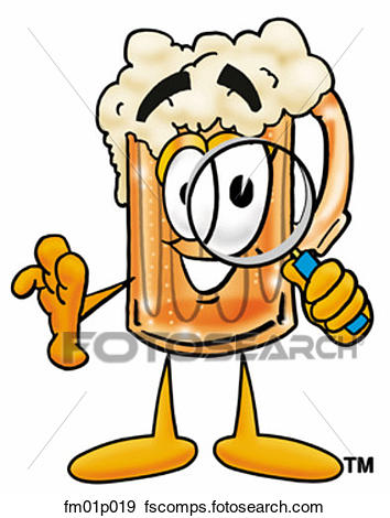 354x470 Clip Art Of Beer Mug With Magnifying Glass Fm01p019