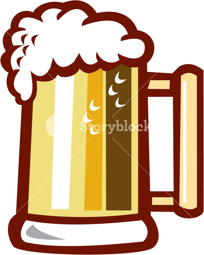 801x1000 Illustration Of A Beer Stein Mug With Beer Foam Top Set